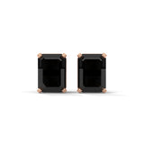 4.20 Ct Emerald Cut Solitaire Black Diamond Earrings