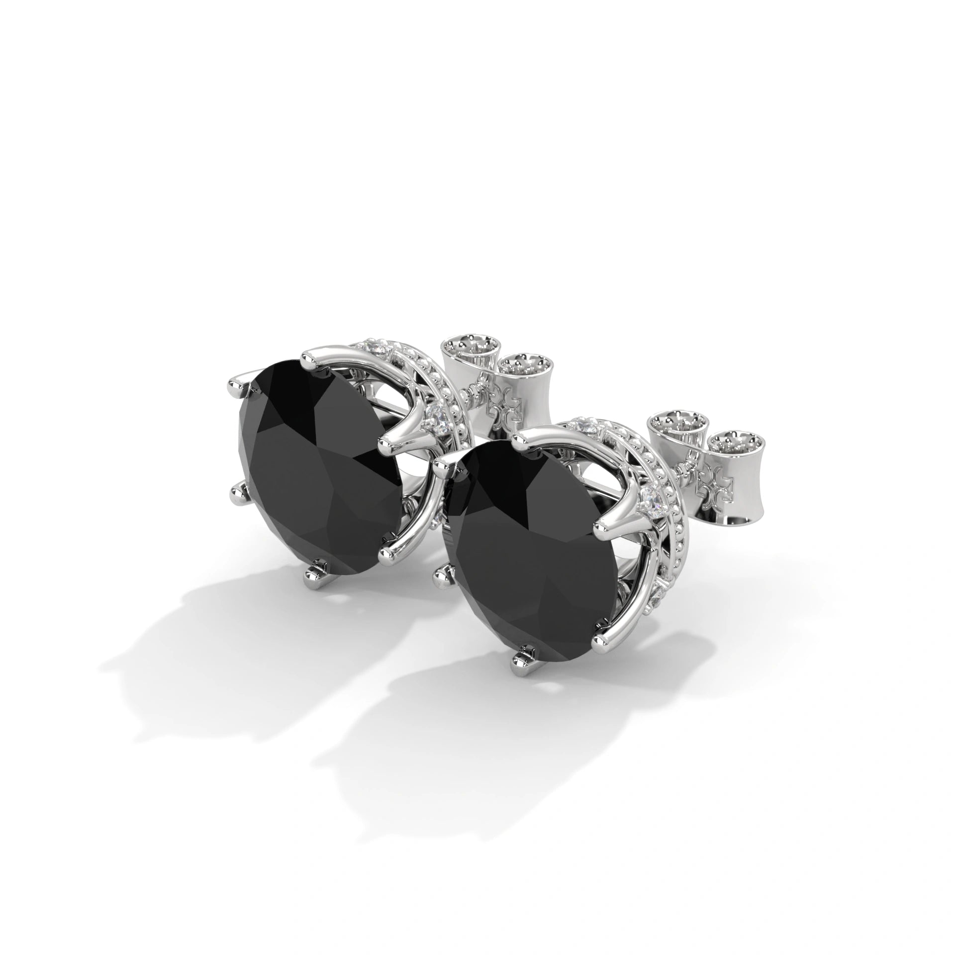 Shop 3.86 Carat Round Cut Prong Set Black Diamond Stud Earrings