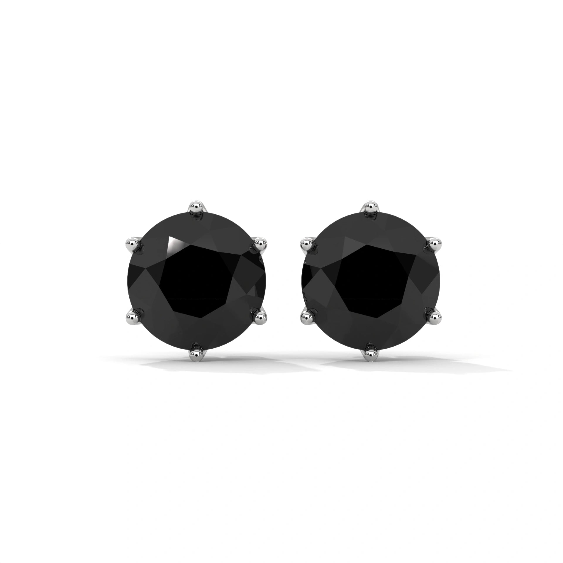 3.86 carat Prong Set black diamond stud earrings