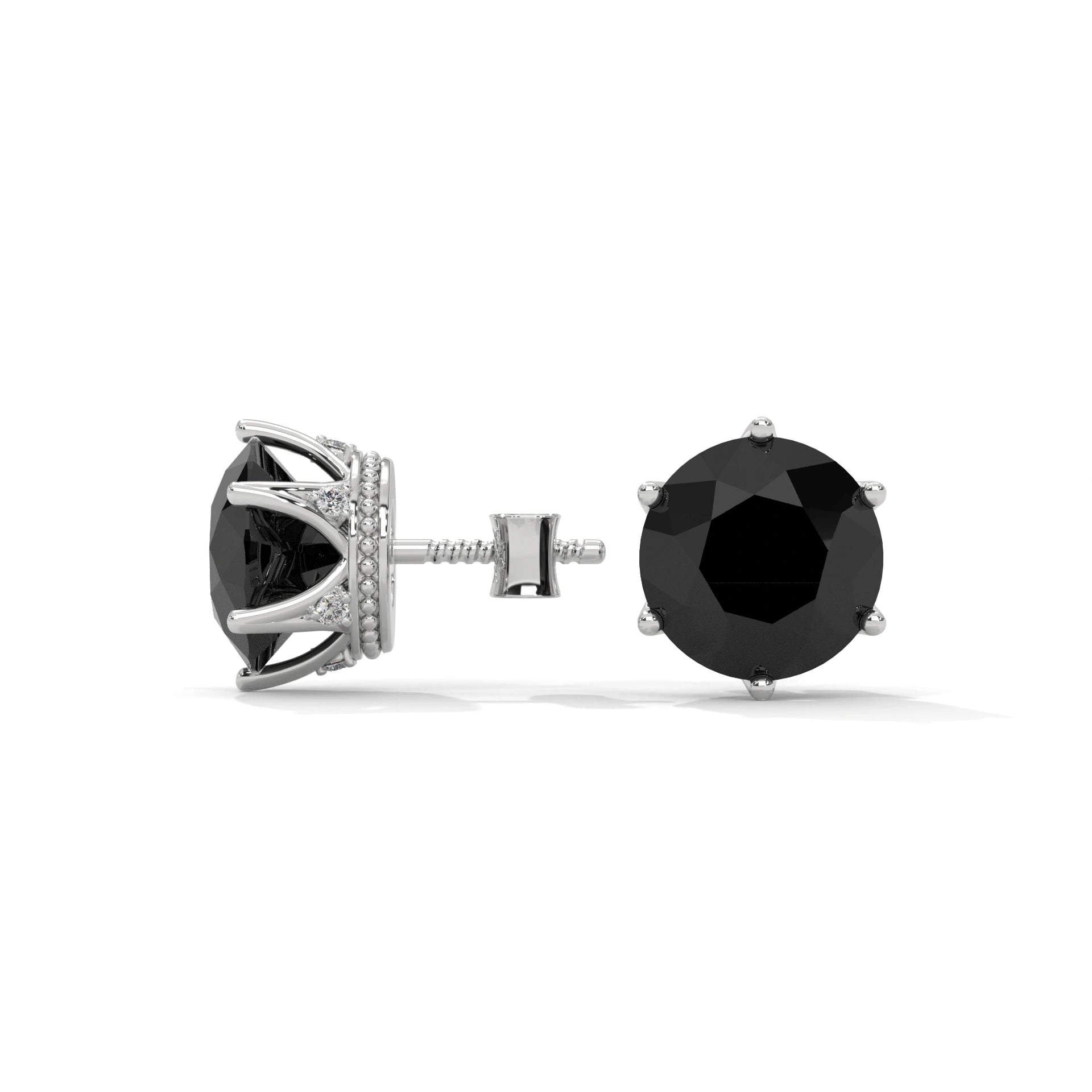 3.86 carat Prong Set black diamond stud earrings