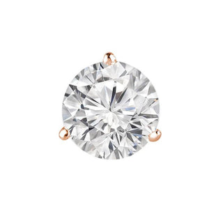 1 Carat Round Shape Prong Setting Diamond Studs In Rose Gold