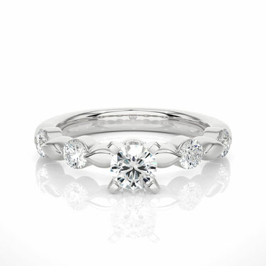 1 Carat 5 Stone Moissanite Ring Crafted in 14K White Gold