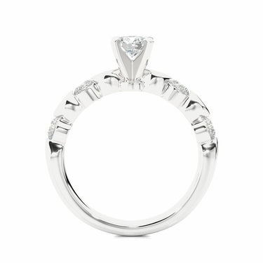 Bague de fiançailles diamant de laboratoire à 5 pierres serties de griffes rondes de 1 ct en or blanc 