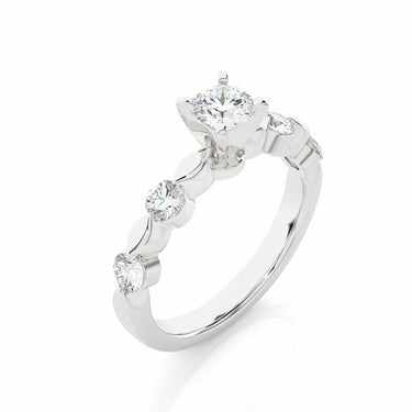 1 Carat 5 Stone Lab Grown Diamond Ring Crafted in 14K White Gold