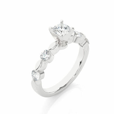 1 Ct Round Cut Prong Set 5 Stone Lab Diamond Engagement Ring in White Gold