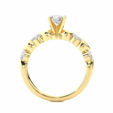 1 Carat Round Shape 5 Stone Prong Setting Diamond Ring In Yellow Gold