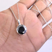 5 Ct Round Cut Diamond Solitaire Prong Set Black Diamond Pendant Necklace