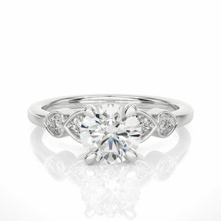 1.20 Carat Round Cut Claw Prong 5 Stone Moissanite Engagement Ring In White Gold