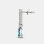 5 Ct Pear Cut Prong Set Blue Lab Diamond Dangle Earrings