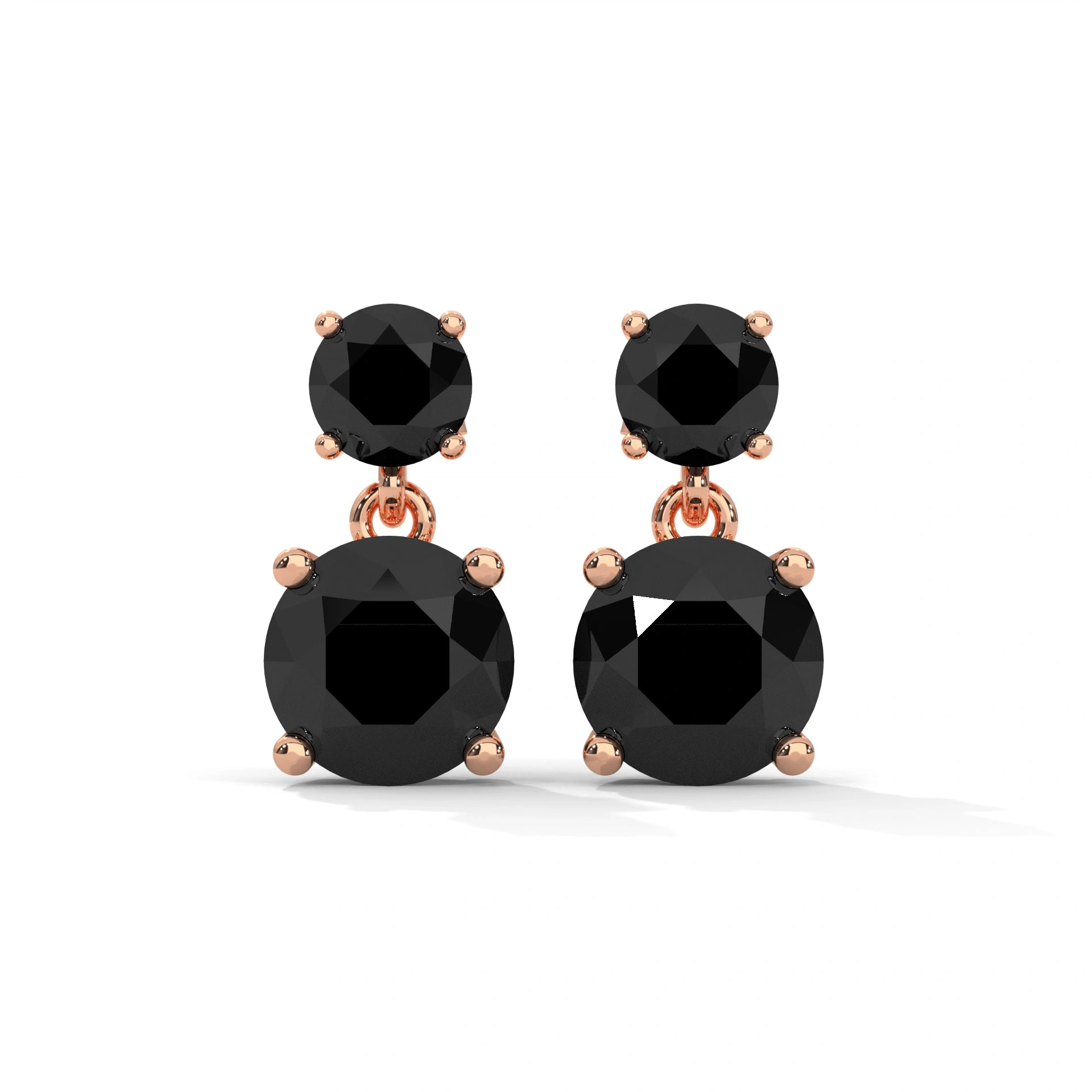 Luxury 5.08 Carat Round Cut Diamond Black Diamond Drop Earrings 18K Rose Gold