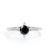 5 Stone Round Cut Black And White Diamond Engagement Ring