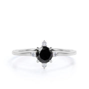 5 Stone Round Cut Black And White Diamond Engagement Ring Black Diamond Engagement Ring
