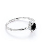 5 Stone Round Cut Black And White Diamond Engagement Ring Black Diamond Engagement Ring