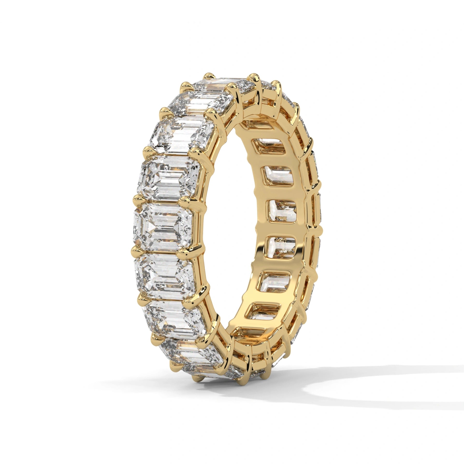 6.38 Ct Emerald Lab Diamond Eternity Band Yellow Gold