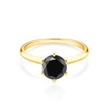 Black Diamond Solitaire Ring - 6 Prong Design