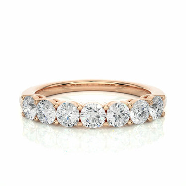 1.15 Ct  Round Cut 7 Stone Diamond Half Eternity Band In Rose Gold