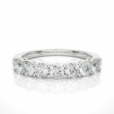 1.15 Ct Pave set 7 Stone Half Eternity Lab Diamond Wedding Band in White Gold