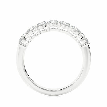 1.15 Ct Pave set 7 Stone Half Eternity Lab Diamond Wedding Band in White Gold