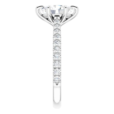 1.50 Ct Oval Cut Cathedral 6 Prong Solitaire Lab Diamond Ring in White Gold