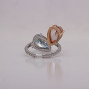 7 Carat Pear Shape Hidden Halo Toi et Moi Lab Diamond Ring Lab Diamond Engagement Rings