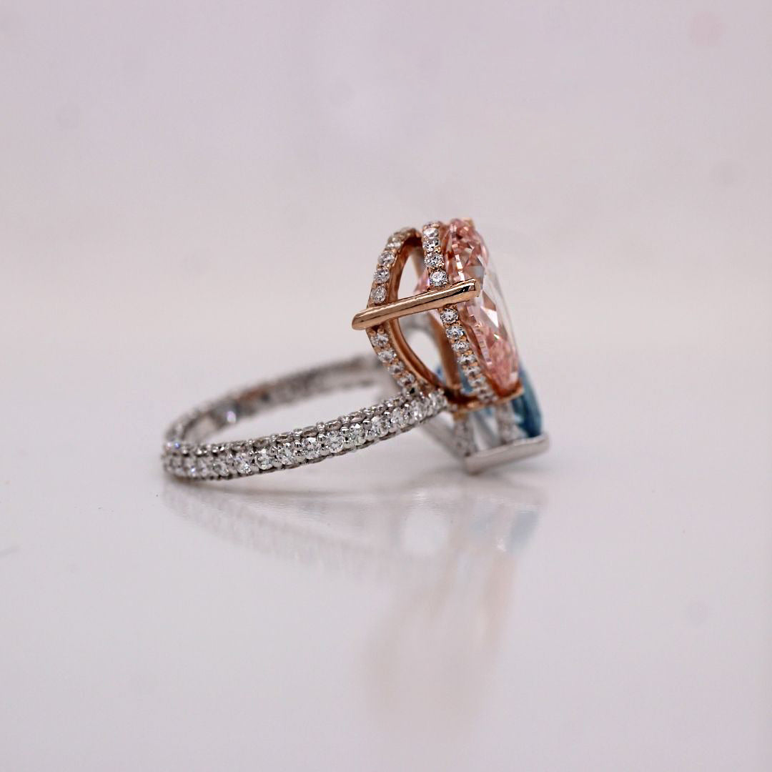 7 Carat Pear Shape Hidden Halo Toi et Moi Lab Diamond Ring Lab Diamond Engagement Rings