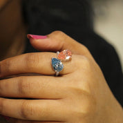 7 Carat Pear Shape Hidden Halo Toi et Moi Lab Diamond Ring Lab Diamond Engagement Rings