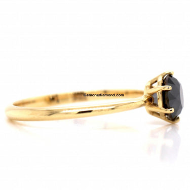1 Ct Round Cut 6 Prongs Black Diamond Ring In White Gold