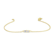 0.14 Ct Baguette Cut Diamond Bracelet 18K Yellow Gold Natural Diamond