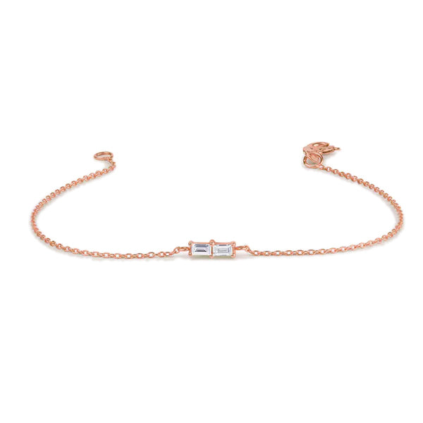 0.14 Ct Baguette Cut Diamond Bracelet 18K Rose Gold Natural Diamond