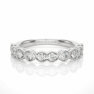 1.30 Carat Round Cut Bezel Setting Lab Diamond Half Eternity Band In White Gold