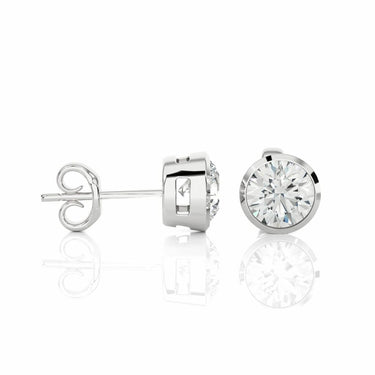 1.20 Ct Round Cut Bezel Set Lab Diamond Stud Earrings In White Gold