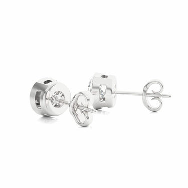 1.20 Ct Round Cut Bezel Set Lab Diamond Stud Earrings In White Gold