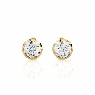 Boucles d'oreilles à tige en diamant de laboratoire serti de lunette ronde de 1,20 ct en or blanc 