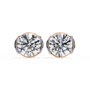 2.50 Carat Round Bezel Set Diamond Stud Earrings Lab Diamond