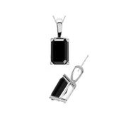 3.5 Carat Emerald Cut Solitaire Black Diamond Pendant Necklace
