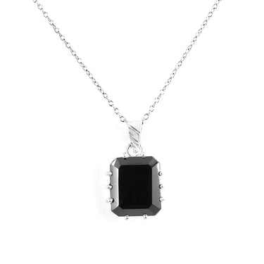 Emerald Cut Black Diamond Solitaire Pendant In 14k White Gold (5 Ct)