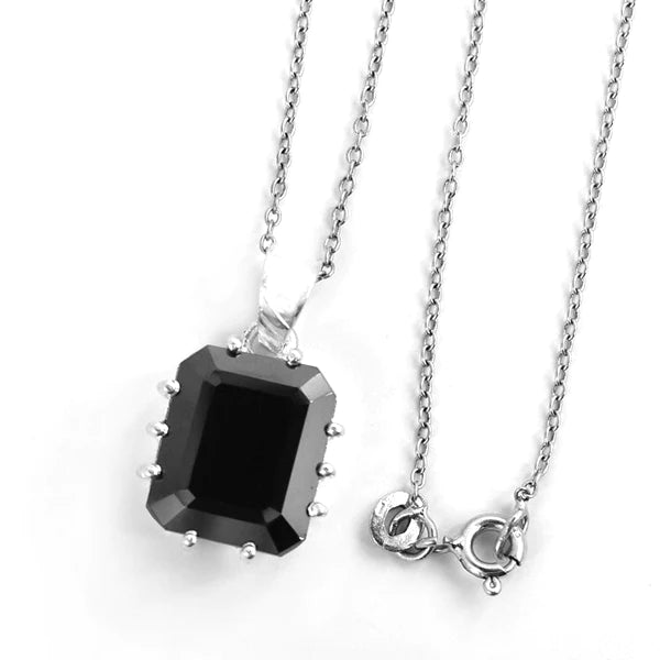 5 Ct Emerald Cut Solitaire Prong Set Black Diamond Pendant