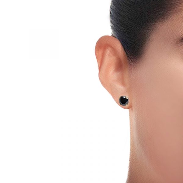 Round Cut Diamond Black Diamond Stud Earrings
