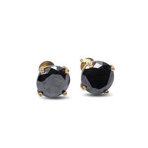 Round Cut Black Diamond Stud Earrings