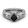 1 Carat Round Shaped Prong Setting Vintage Black Diamond Engagement Ring