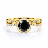 2.10 Carat Bridal Black Diamond Halo Diamond Ring