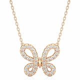 0.40 Carat Round Cut Prong Setting Butterfly Diamond Necklace In White Gold