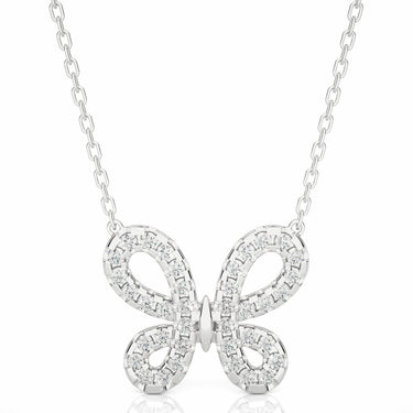 0.30 Carat Round Cut Channel Set Lab Diamond Butterfly Pendant In White Gold