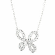 0.40 Carat Round Cut Prong Setting Butterfly Diamond Necklace In White Gold
