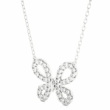 0.30 Carat Round Cut Prong Setting Butterfly Diamond Pendant In White Gold