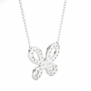 0.30 Carat Round Cut Channel Set Lab Diamond Butterfly Pendant In White Gold