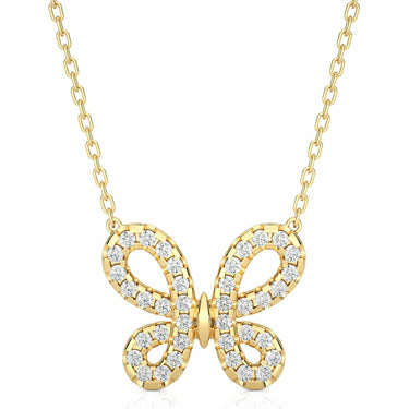 Beautiful Round Diamond Butterfly Pendant in Yellow Gold (0.30 Ct)