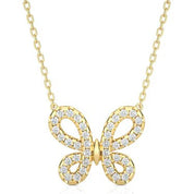 0.30 Carat Round Cut Channel Set Lab Diamond Butterfly Pendant In White Gold Yellow