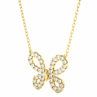 0.30 Carat Round Cut Prong Setting Butterfly Diamond Pendant In Yellow Gold