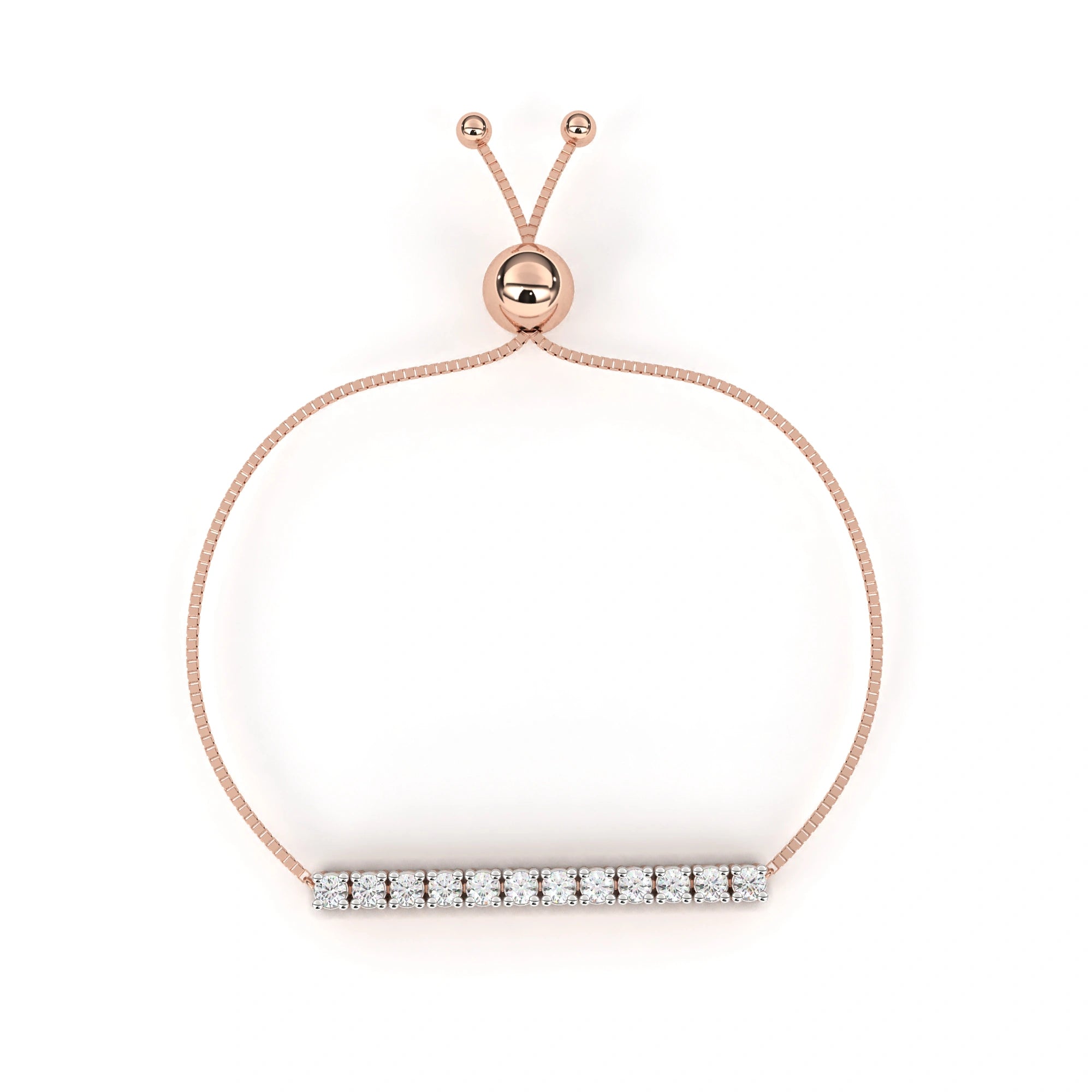 0.42 Carat Diamond Bar Slider Bracelet in Gold Adjustable Design 18K Rose Gold Natural Diamond